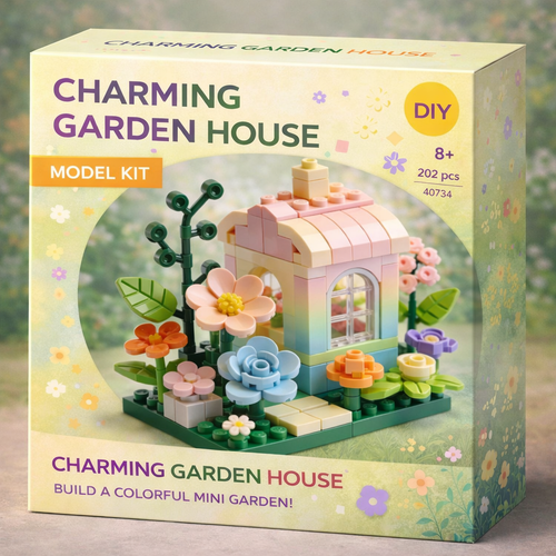 DIY Pastel Flower Cottage Building Set